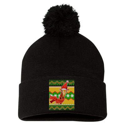 Giraffe Ugly Christmas Pom Pom 12in Knit Beanie