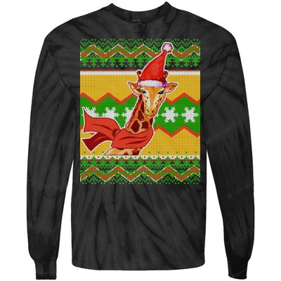 Giraffe Ugly Christmas Tie-Dye Long Sleeve Shirt