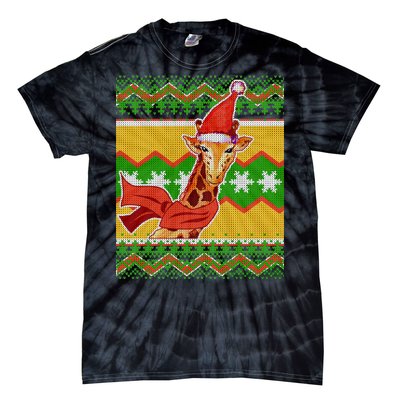 Giraffe Ugly Christmas Tie-Dye T-Shirt