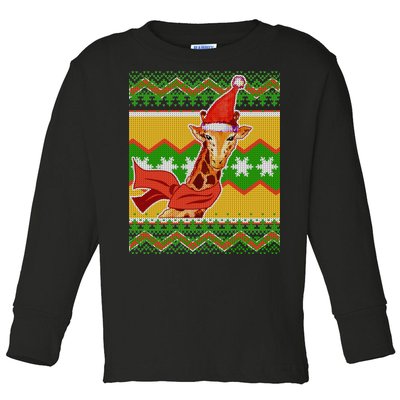 Giraffe Ugly Christmas Toddler Long Sleeve Shirt