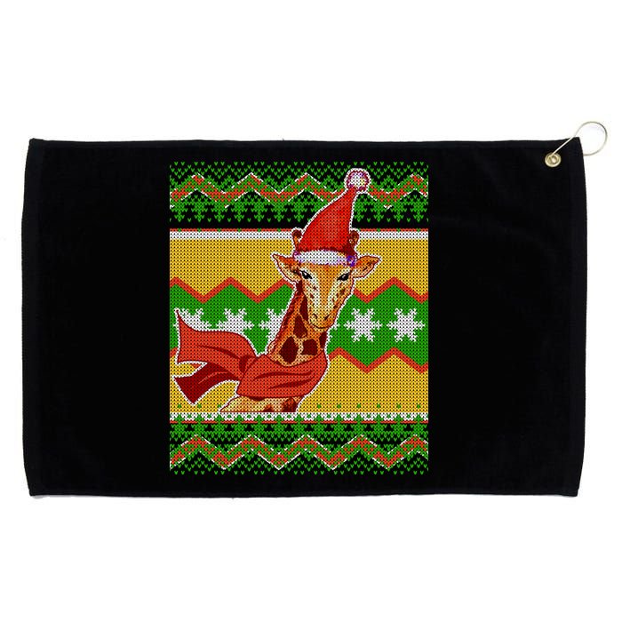 Giraffe Ugly Christmas Grommeted Golf Towel