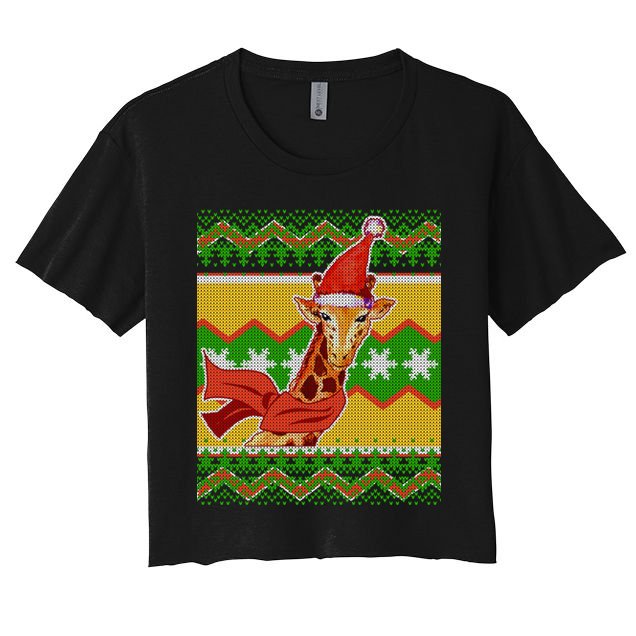Giraffe Ugly Christmas Crop Top