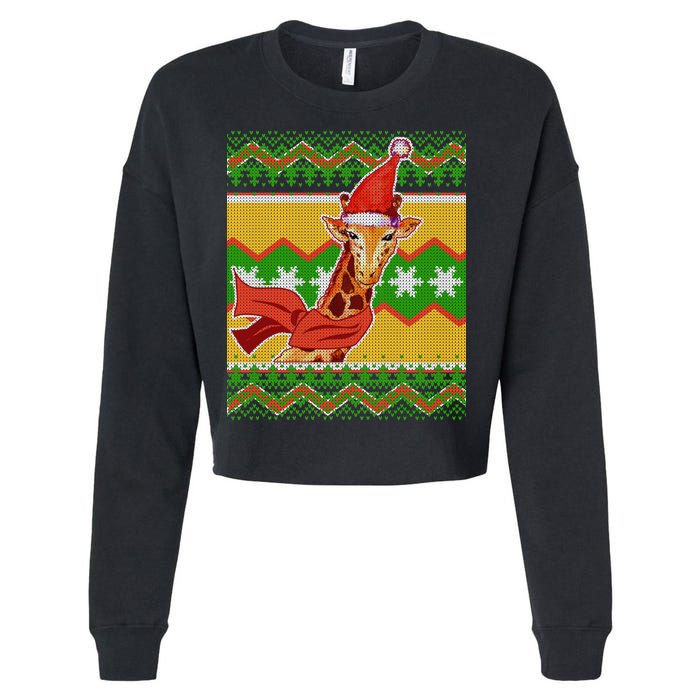 Giraffe Ugly Christmas Cropped Pullover Crew