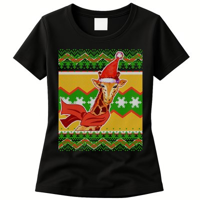 Giraffe Ugly Christmas Womens T-Shirt