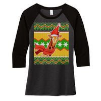 Giraffe Ugly Christmas Women's Tri-Blend 3/4-Sleeve Raglan Shirt