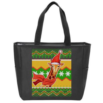 Giraffe Ugly Christmas Zip Tote Bag