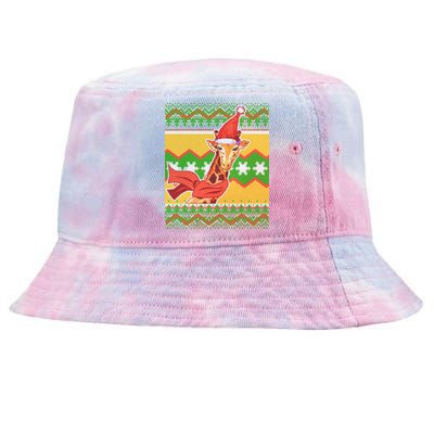 Giraffe Ugly Christmas Tie-Dyed Bucket Hat