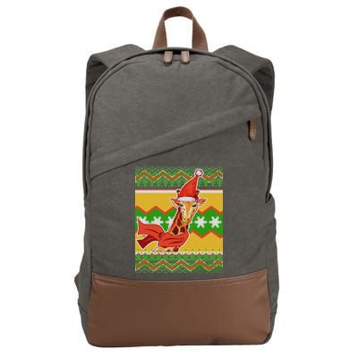 Giraffe Ugly Christmas Cotton Canvas Backpack