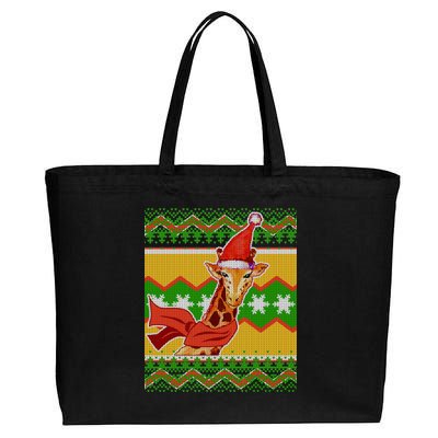 Giraffe Ugly Christmas Cotton Canvas Jumbo Tote