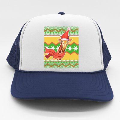 Giraffe Ugly Christmas Trucker Hat