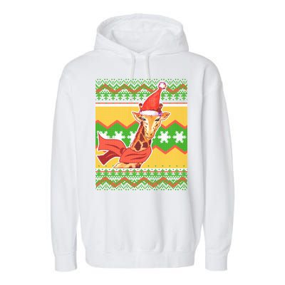 Giraffe Ugly Christmas Garment-Dyed Fleece Hoodie