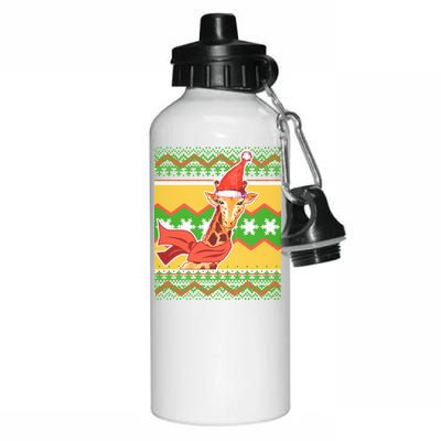 Giraffe Ugly Christmas Aluminum Water Bottle