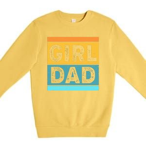 Girl Dad Distressed Color Block Premium Crewneck Sweatshirt