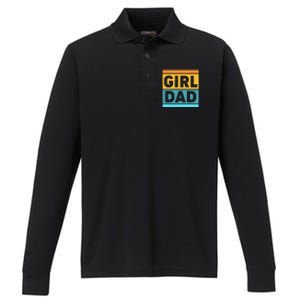 Girl Dad Distressed Color Block Performance Long Sleeve Polo