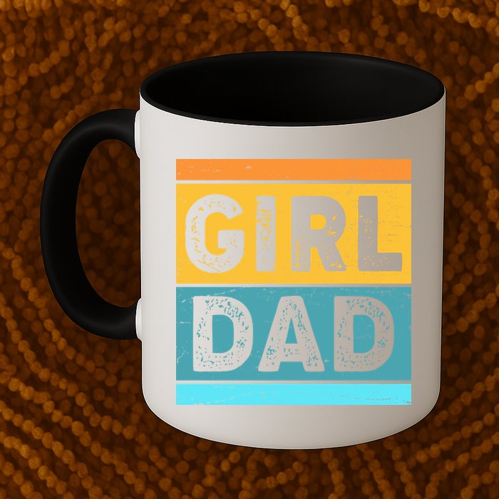 Girl Dad Distressed Color Block Mug