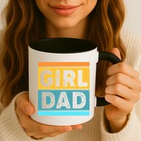 Girl Dad Distressed Color Block Mug