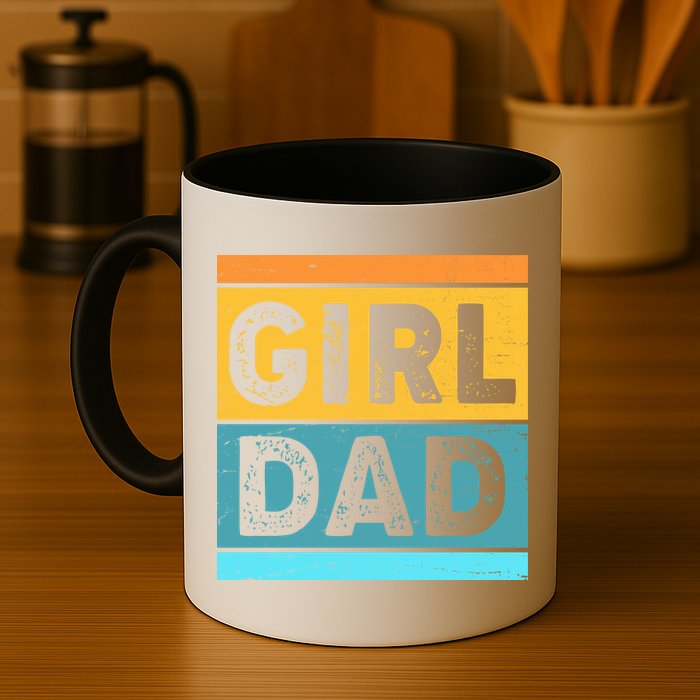 Girl Dad Distressed Color Block Mug