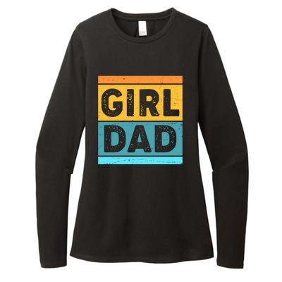 Girl Dad Distressed Color Block Womens CVC Long Sleeve Shirt