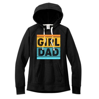 Girl Dad Distressed Color Block Women's Fleece Hoodie