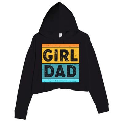 Girl Dad Distressed Color Block Crop Fleece Hoodie