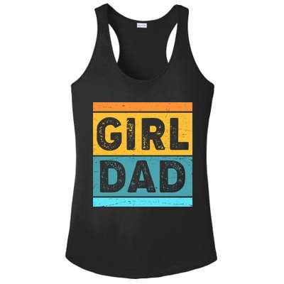 Girl Dad Distressed Color Block Ladies PosiCharge Competitor Racerback Tank