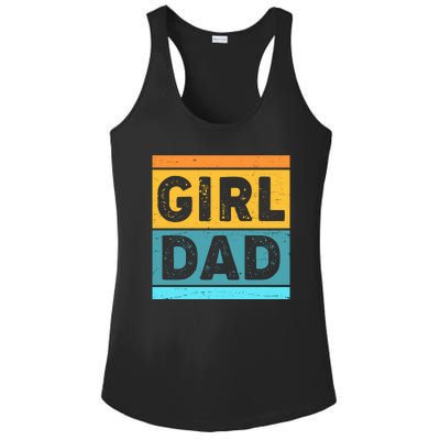 Girl Dad Distressed Color Block Ladies PosiCharge Competitor Racerback Tank