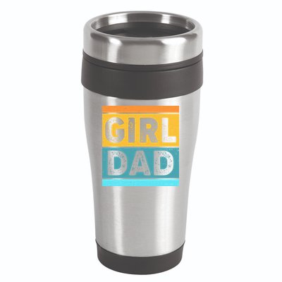 Girl Dad Distressed Color Block 16oz Travel Tumbler