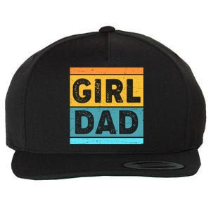 Girl Dad Distressed Color Block Wool Snapback Cap