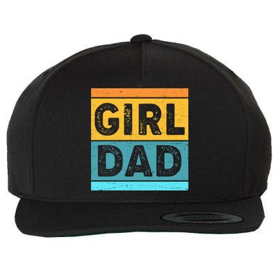 Girl Dad Distressed Color Block Wool Snapback Cap