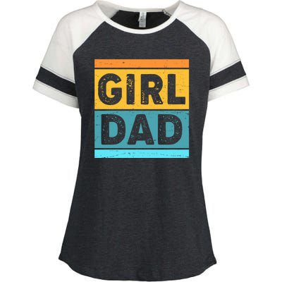 Girl Dad Distressed Color Block Enza Ladies Jersey Colorblock Tee