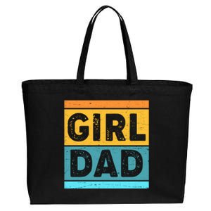 Girl Dad Distressed Color Block Cotton Canvas Jumbo Tote