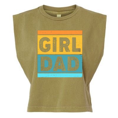 Girl Dad Distressed Color Block Garment-Dyed Women's Muscle Tee