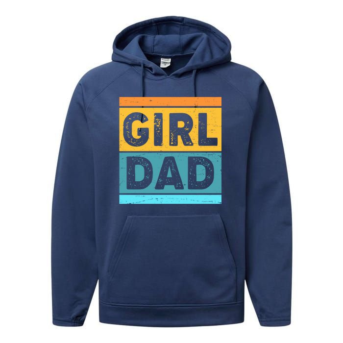 Girl Dad Distressed Color Block Performance Fleece Hoodie