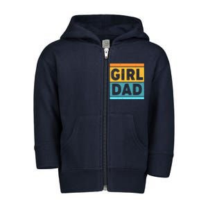 Girl Dad Distressed Color Block Toddler Zip Fleece Hoodie