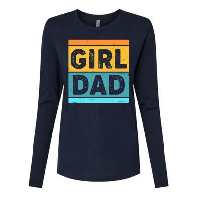 Girl Dad Distressed Color Block Womens Cotton Relaxed Long Sleeve T-Shirt