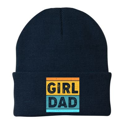 Girl Dad Distressed Color Block Beanie