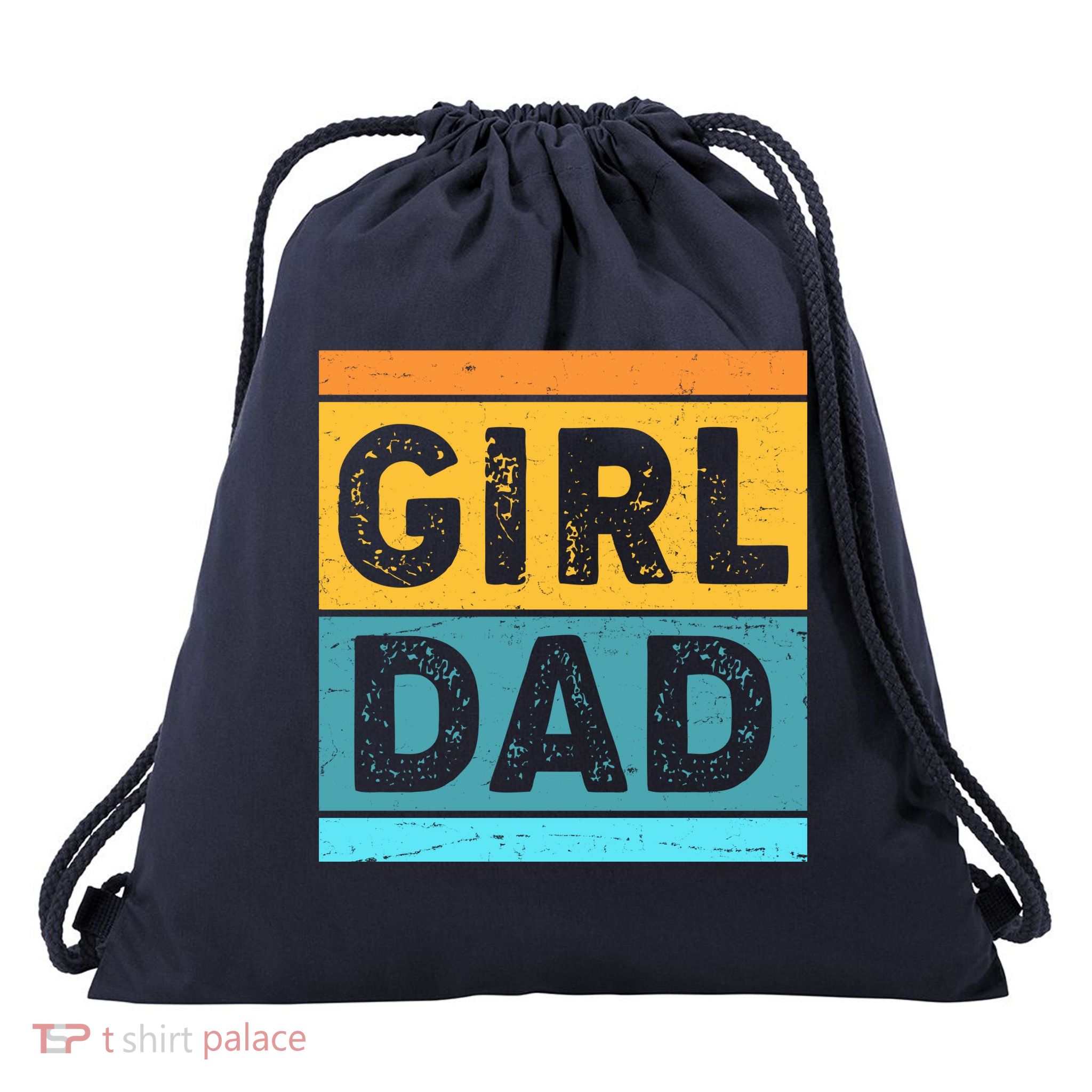 Girl Dad Distressed Color Block Drawstring Bag