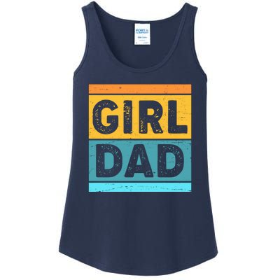 Girl Dad Distressed Color Block Ladies Essential Tank