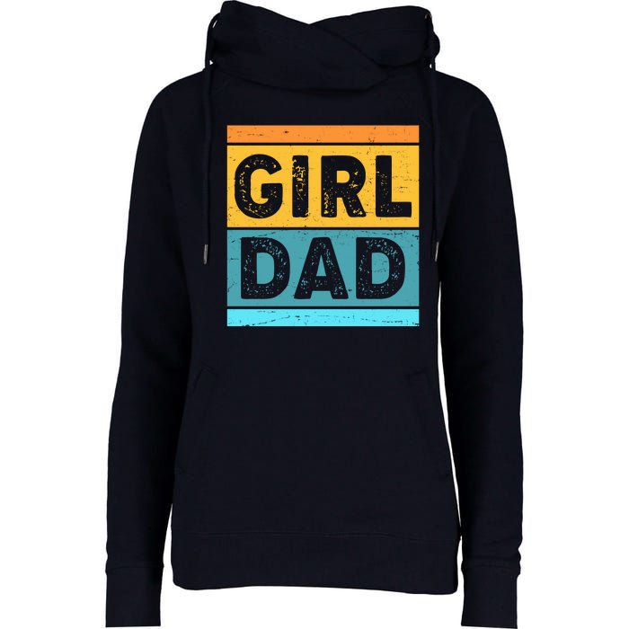 Girl Dad Distressed Color Block Womens Funnel Neck Pullover Hood