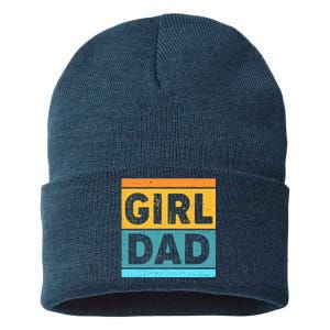 Girl Dad Distressed Color Block Sustainable Knit Beanie