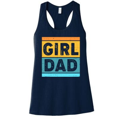 Girl Dad Distressed Color Block Women's Racerback Tank