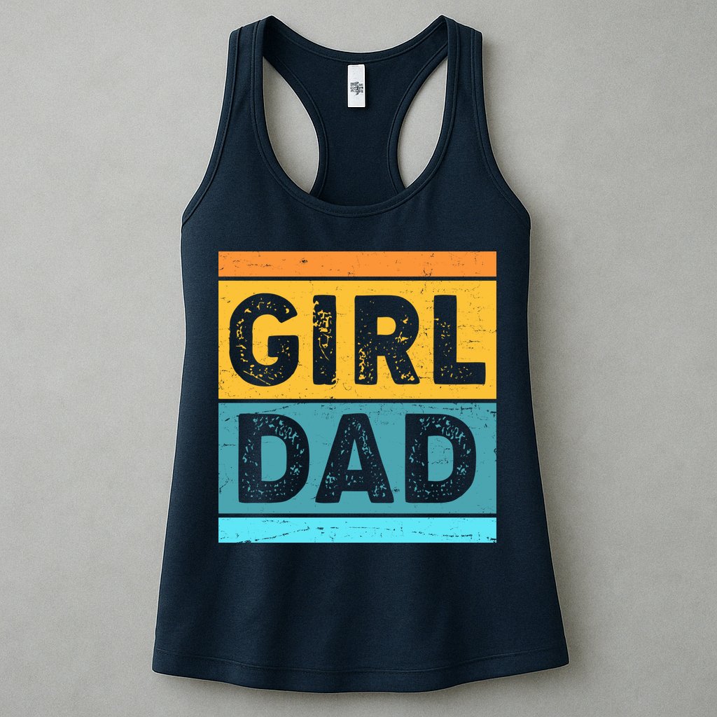 Girl Dad Distressed Color Block Womens Tank Top