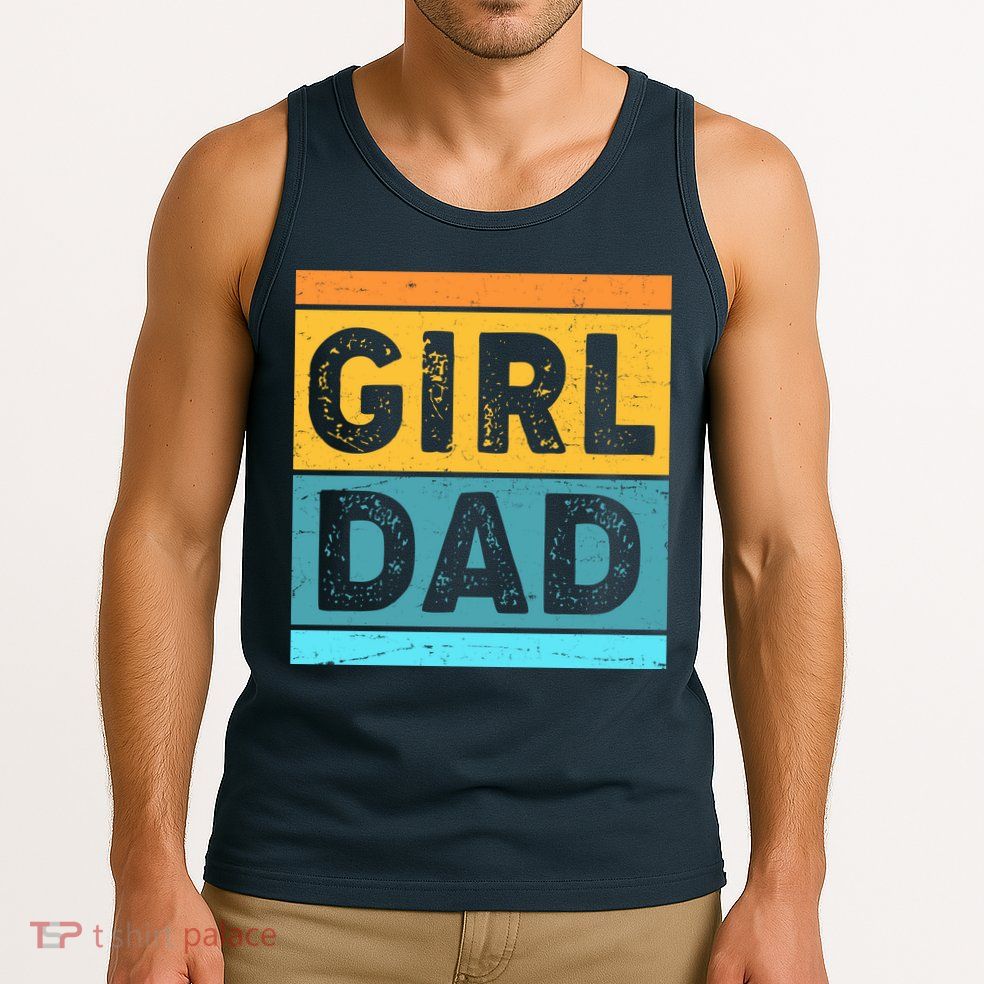 Girl Dad Distressed Color Block Tank Top
