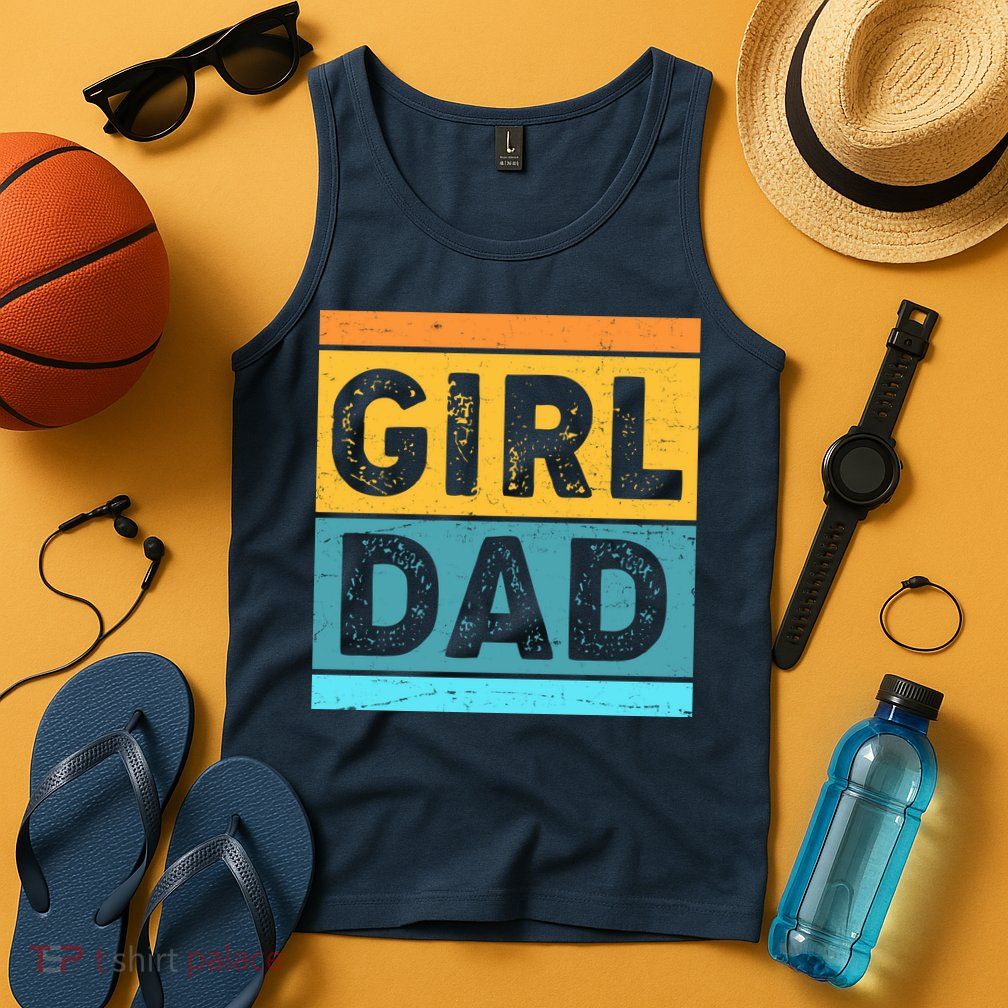 Girl Dad Distressed Color Block Tank Top