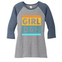 Girl Dad Distressed Color Block Women's Tri-Blend 3/4-Sleeve Raglan Shirt