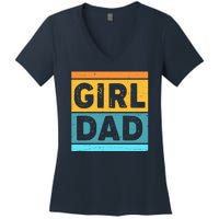 Girl Dad Distressed Color Block Women's V-Neck T-Shirt