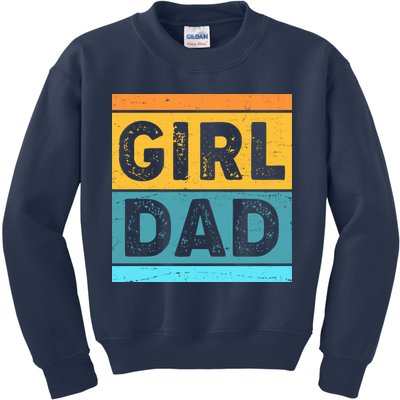 Girl Dad Distressed Color Block Kids Sweatshirt