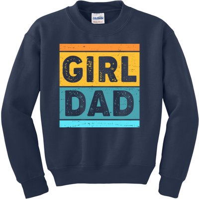 Girl Dad Distressed Color Block Kids Sweatshirt