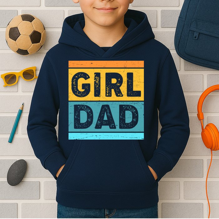 Girl Dad Distressed Color Block Kids Hoodie