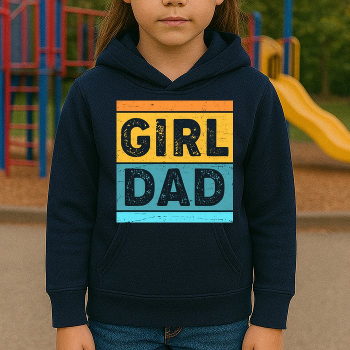 Girl Dad Distressed Color Block Kids Hoodie